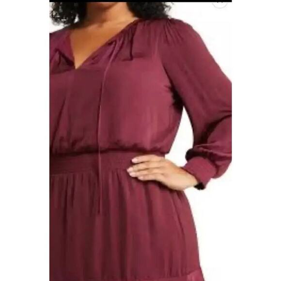Sam Edelman Smocked Long Sleeve A-Line Mini Dress. - Picture 3 of 9